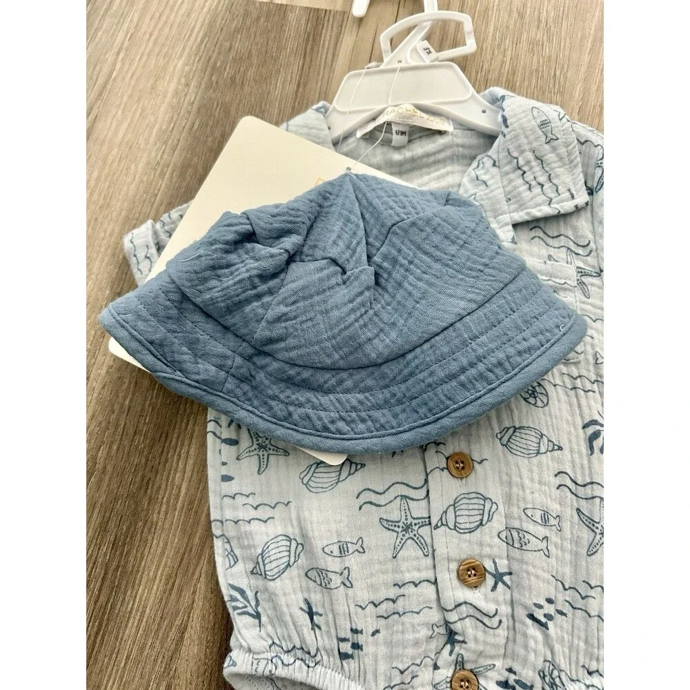 Rachel Zoe Baby Boy 6-9 Month 4 Pc Summer Set NWT Bodysuit Shorts Hat Sunglasses